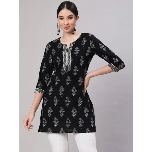Varaya Black Cotton Kurta